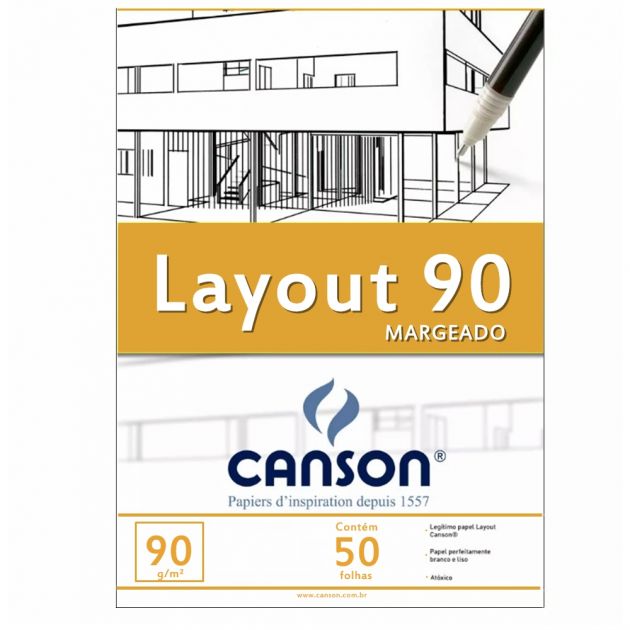 Bloco Canson Layout 90gm Branco - A4+