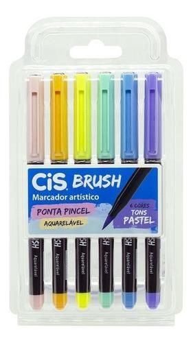 Kit Brush Pen Cis - Tons Pastel C/ 6 cores