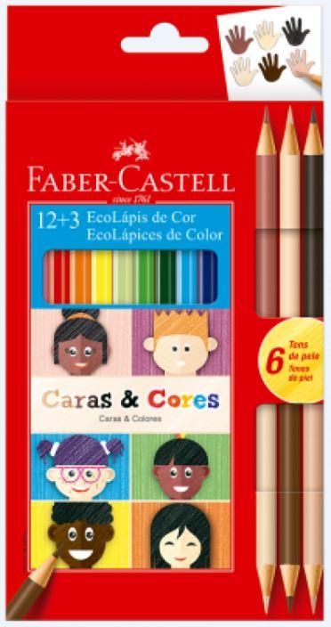 Lápis de cor Faber Castell Caras & Cores 12+3 Cores 