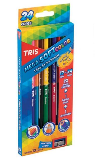 Lápis de cor Tris 12=24 cores